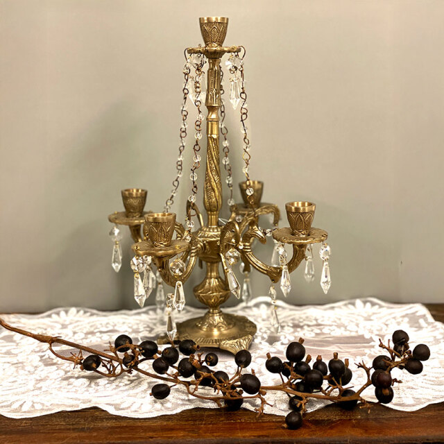 キャンドルスタンド アンティーク クラシック 真鍮 イタリアン 84320CS 真鍮製 アンティーク調 シャンデリア型キャンドルスタンド(燭台)｜Y