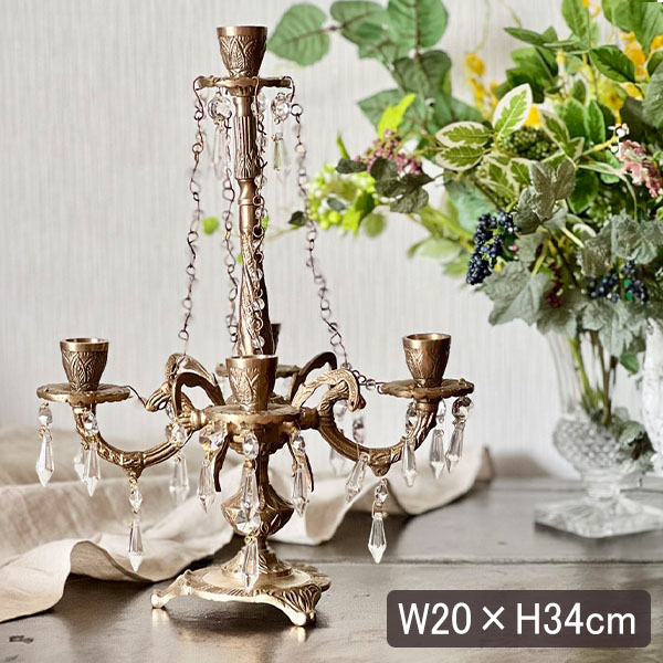 真鍮製,アンティーク調,5灯キャンドルスタンド,シャンデリア風,燭台,ディスプレイ,店舗什器,おしゃれ-11