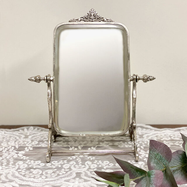 真鍮製,アンティーク調,卓上ミラー,スタンドミラー,クラシック,ディスプレイ,鏡,ゴールド,シルバー,おしゃれ,店舗什器-11