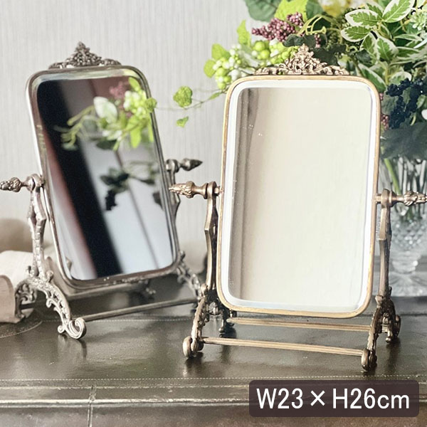 真鍮製,アンティーク調,卓上ミラー,スタンドミラー,クラシック,ディスプレイ,鏡,ゴールド,シルバー,おしゃれ,店舗什器-14