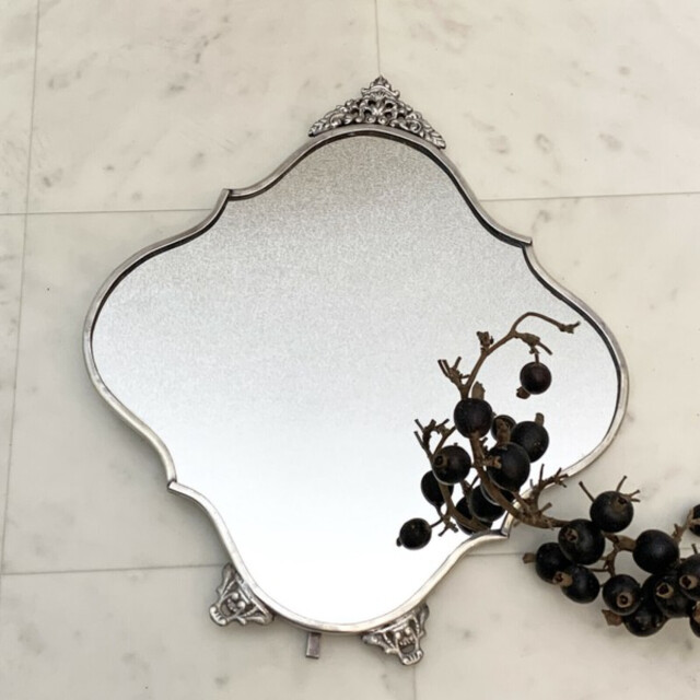 【全2色】真鍮製,アンティーク調,テーブルミラー,スタンドミラー,卓上鏡,クラシック,ディスプレイ,おしゃれ,店舗什器-8