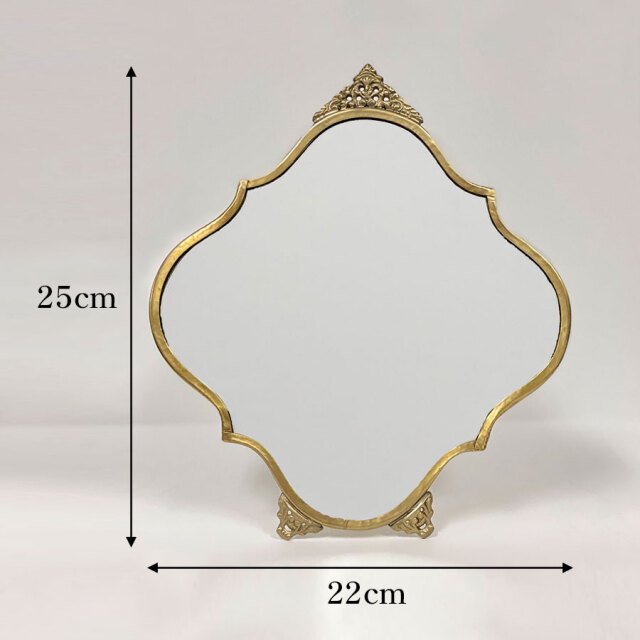 【全2色】真鍮製,アンティーク調,テーブルミラー,スタンドミラー,卓上鏡,クラシック,ディスプレイ,おしゃれ,店舗什器-11