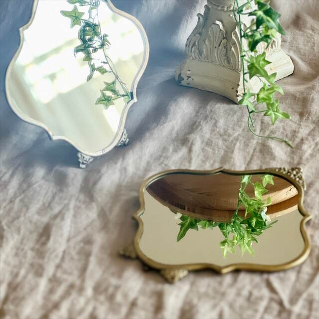 【全2色】真鍮製,アンティーク調,テーブルミラー,スタンドミラー,卓上鏡,クラシック,ディスプレイ,おしゃれ,店舗什器-13