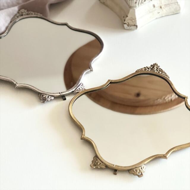 【全2色】真鍮製,アンティーク調,テーブルミラー,スタンドミラー,卓上鏡,クラシック,ディスプレイ,おしゃれ,店舗什器-18