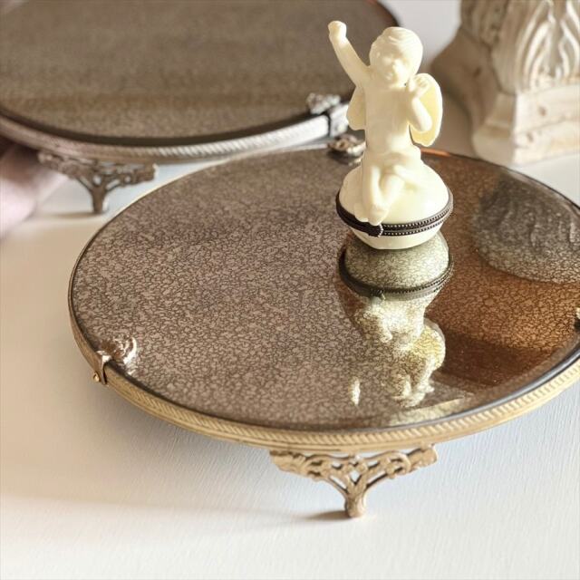 【全2色】真鍮製,アンティーク調,ディスプレイミラートレイ,トレー,クラシック,デコレーション,おしゃれ,店舗什器-8