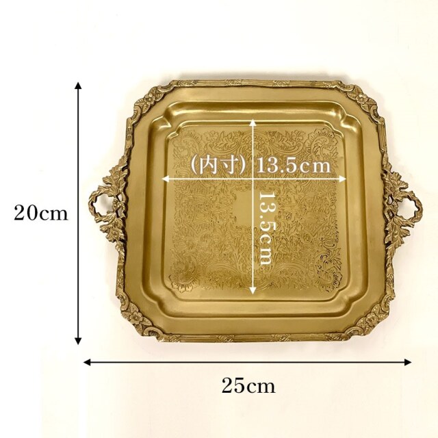 全2色】 真鍮製 アンティーク調 スクエアトレー トレイ お盆｜Y-KAGU