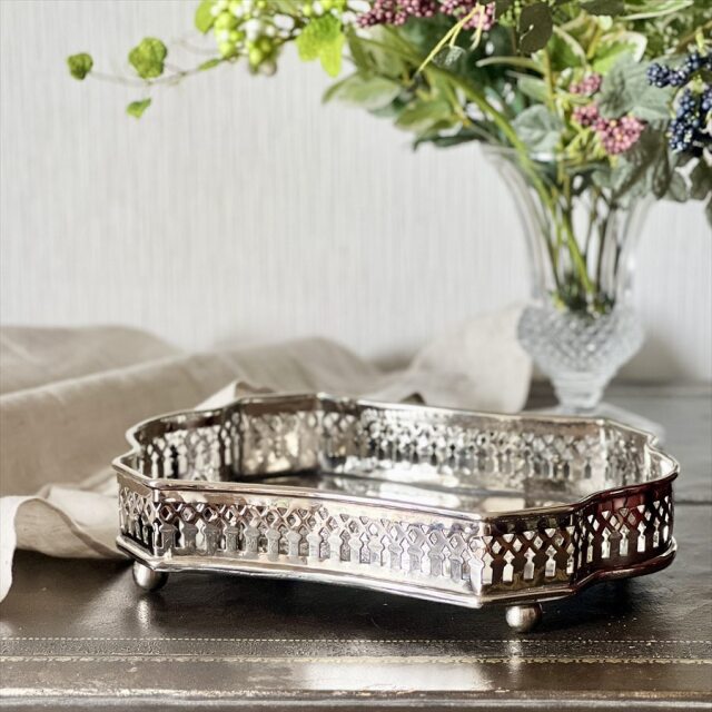 トレー 小物入れ シルバー 真鍮 クラシック アンティーク 87709TY アンティーク調 シルバートレイ（小物入れ）ディスプレイトレー