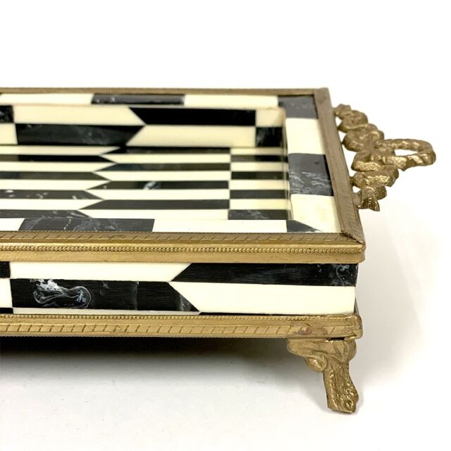 2枚セット】真鍮フレーム アンティーク調 トレイ｜Y-KAGU(輸入家具屋