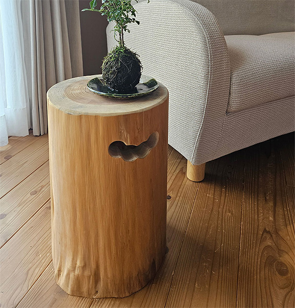 国産 檜・杉 切り株スツール 無垢材 ナチュラルウッド 丸太 サイドテーブル モダン 和モダン-7