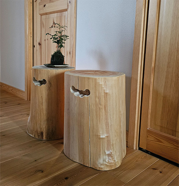 国産 檜・杉 切り株スツール 無垢材 ナチュラルウッド 丸太 サイドテーブル モダン 和モダン-16
