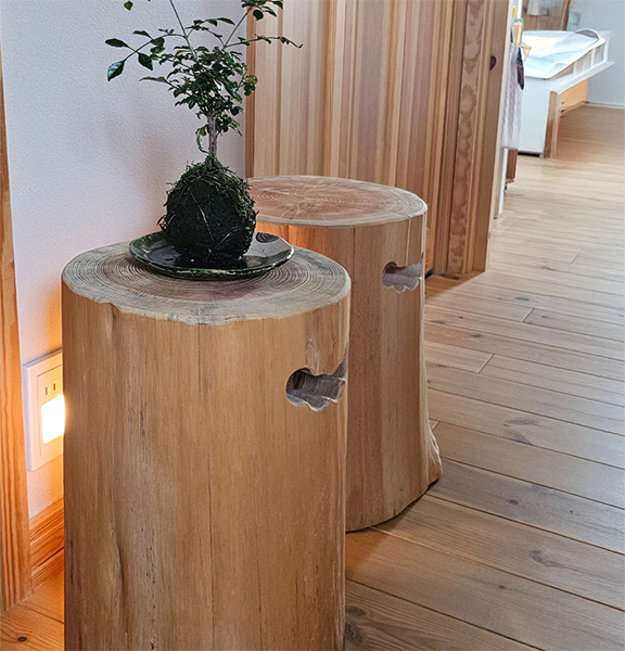 国産 檜・杉 切り株スツール 無垢材 ナチュラルウッド 丸太 サイドテーブル モダン 和モダン-6