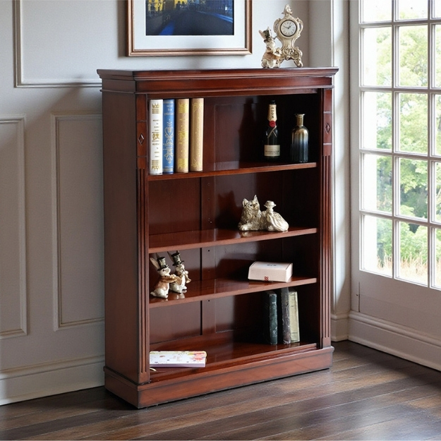 マリナカッシーリ 木製オープンキャビネット クラシックデザイン ダークブラウン 幅90cm 高さ120cm 本棚 飾り棚 輸入家具-1