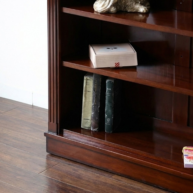 マリナカッシーリ 木製オープンキャビネット クラシックデザイン ダークブラウン 幅90cm 高さ120cm 本棚 飾り棚 輸入家具-4