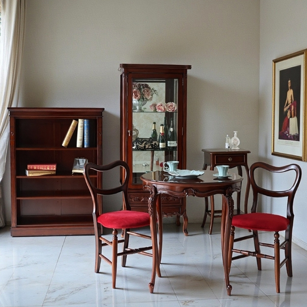 マリナカッシーリ 木製オープンキャビネット クラシックデザイン ダークブラウン 幅90cm 高さ120cm 本棚 飾り棚 輸入家具-5