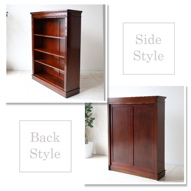 マリナカッシーリ 木製オープンキャビネット クラシックデザイン ダークブラウン 幅90cm 高さ120cm 本棚 飾り棚 輸入家具-7