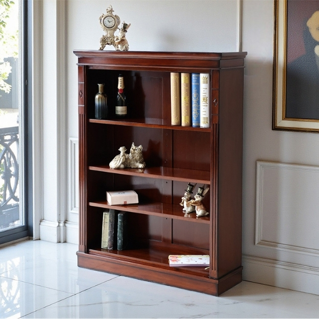 マリナカッシーリ 木製オープンキャビネット クラシックデザイン ダークブラウン 幅90cm 高さ120cm 本棚 飾り棚 輸入家具-10