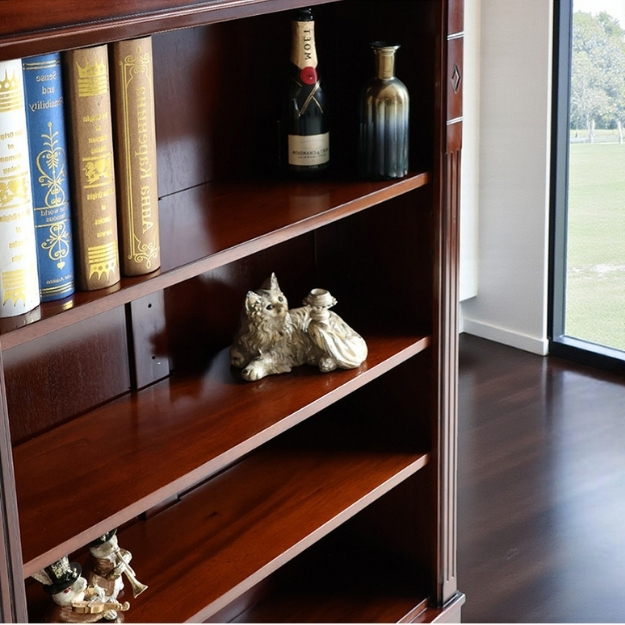 マリナカッシーリ 木製オープンキャビネット クラシックデザイン ダークブラウン 幅90cm 高さ120cm 本棚 飾り棚 輸入家具-15