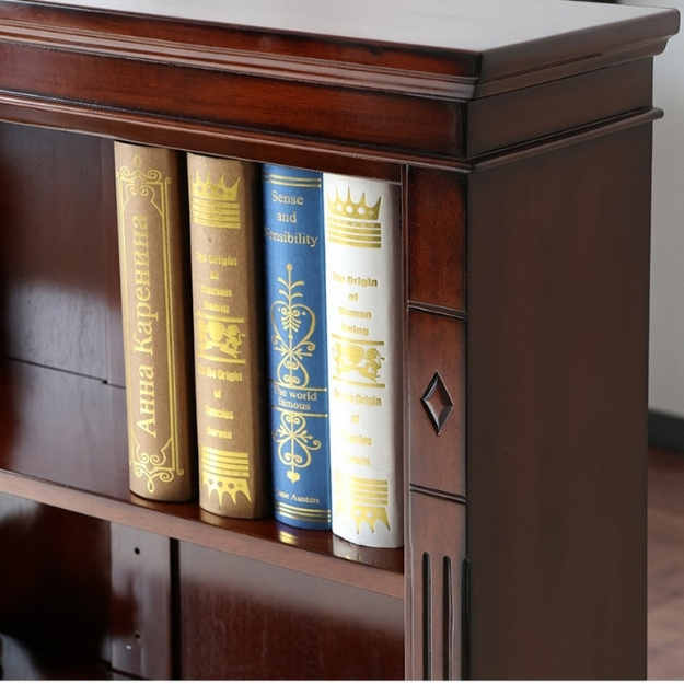 マリナカッシーリ 木製オープンキャビネット クラシックデザイン ダークブラウン 幅90cm 高さ120cm 本棚 飾り棚 輸入家具-16