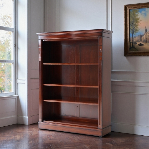 マリナカッシーリ 木製オープンキャビネット クラシックデザイン ダークブラウン 幅90cm 高さ120cm 本棚 飾り棚 輸入家具-19