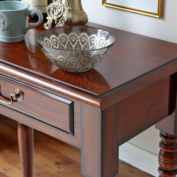 マリナカッシーリ 木製サイドテーブル 引き出し付き クラシックデザイン ダークブラウン 幅61cm 高さ80cm 輸入家具-12