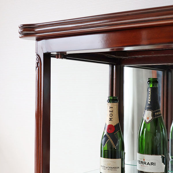 マリナカッシーリ ガラスキャビネット 飾り棚 クラシックデザイン ダークブラウン 幅68cm 高さ160cm コレクション収納 輸入家具-13