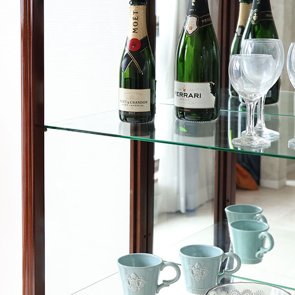 マリナカッシーリ ガラスキャビネット 飾り棚 クラシックデザイン ダークブラウン 幅68cm 高さ160cm コレクション収納 輸入家具-15