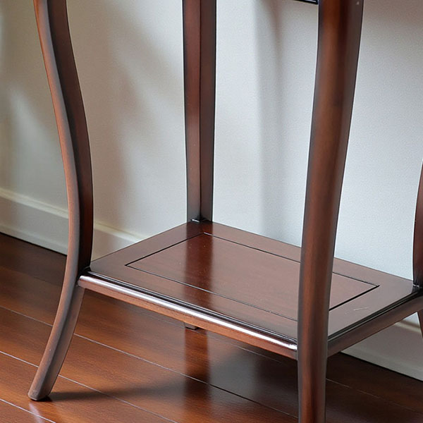 マリナカッシーリ 木製サイドテーブル 引き出し付き クラシックデザイン ダークブラウン 幅42cm 高さ79cm スリム収納 輸入家具-13