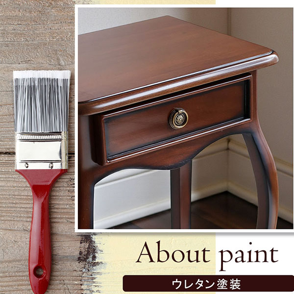 マリナカッシーリ 木製サイドテーブル 引き出し付き クラシックデザイン ダークブラウン 幅42cm 高さ79cm スリム収納 輸入家具-14