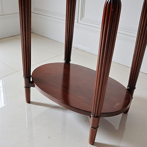 マリナカッシーリ 円形サイドテーブル 引き出し付き クラシックデザイン ダークブラウン 幅59cm 高さ76cm 木製家具 輸入家具-15