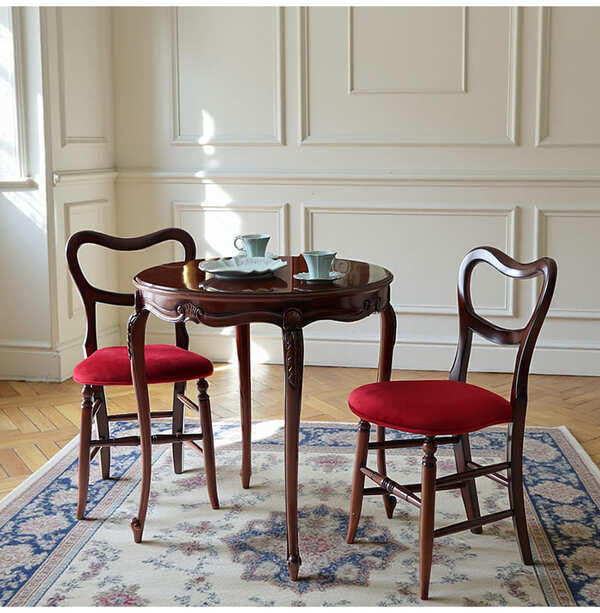 マリナカッシーリ 木製ダイニングチェア クラシックデザイン レッド座面 幅41cm コンパクトチェア 輸入家具-4