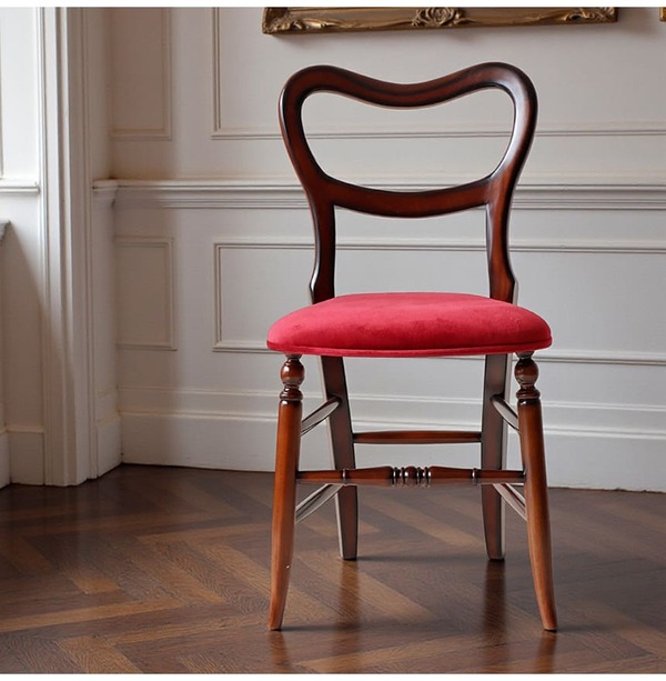 マリナカッシーリ 木製ダイニングチェア クラシックデザイン レッド座面 幅41cm コンパクトチェア 輸入家具-13