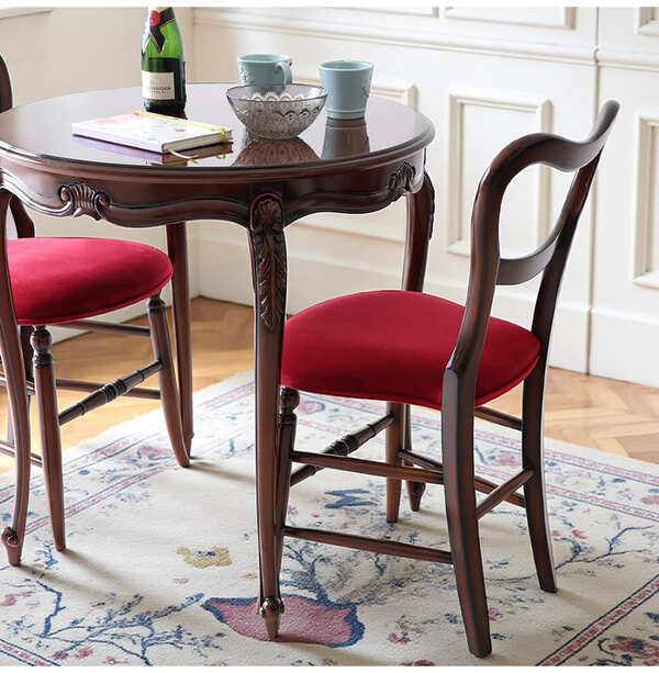 マリナカッシーリ 木製ダイニングチェア クラシックデザイン レッド座面 幅41cm コンパクトチェア 輸入家具-14