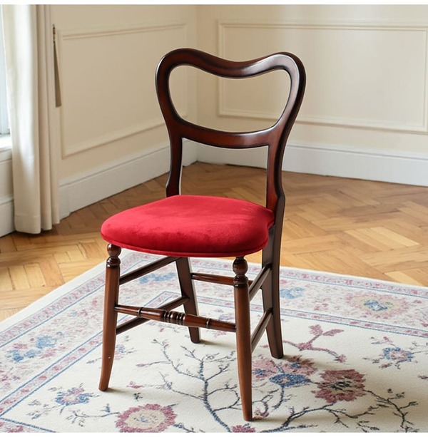 マリナカッシーリ 木製ダイニングチェア クラシックデザイン レッド座面 幅41cm コンパクトチェア 輸入家具-3