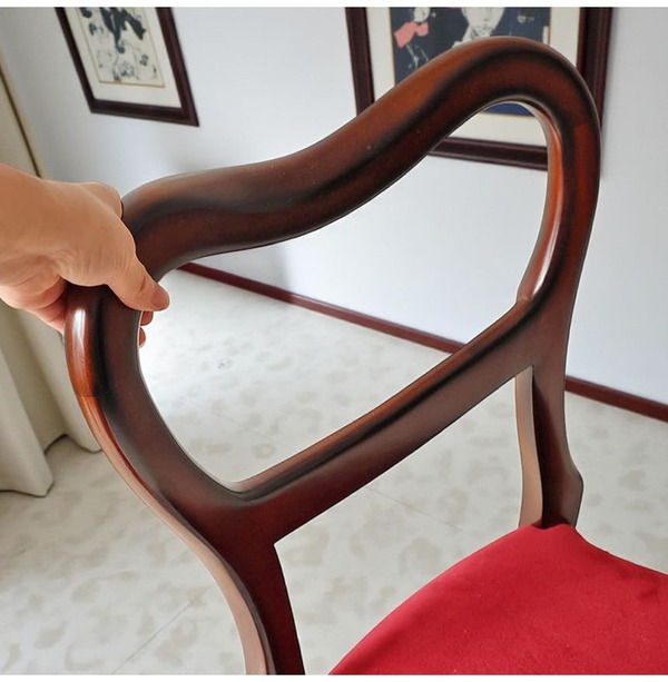 マリナカッシーリ 木製ダイニングチェア クラシックデザイン レッド座面 幅41cm コンパクトチェア 輸入家具-10