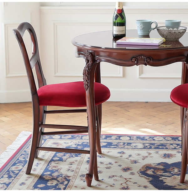 マリナカッシーリ 木製ダイニングチェア クラシックデザイン レッド座面 幅41cm コンパクトチェア 輸入家具-7