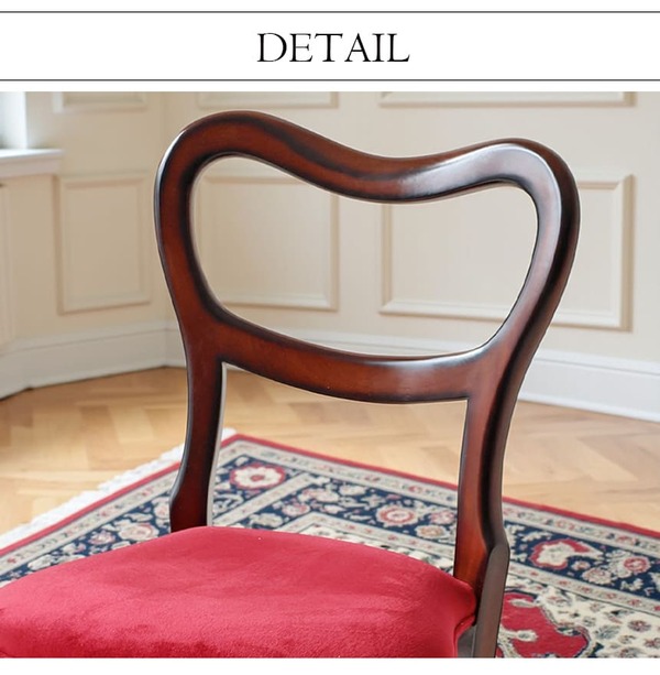 マリナカッシーリ 木製ダイニングチェア クラシックデザイン レッド座面 幅41cm コンパクトチェア 輸入家具-8