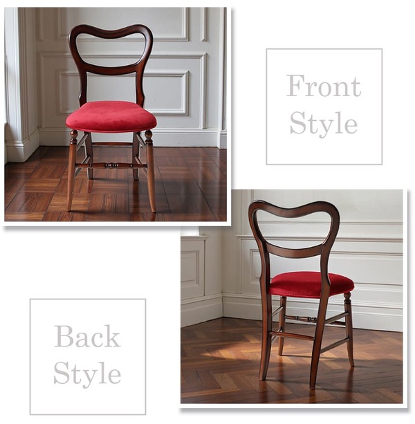 マリナカッシーリ 木製ダイニングチェア クラシックデザイン レッド座面 幅41cm コンパクトチェア 輸入家具-6