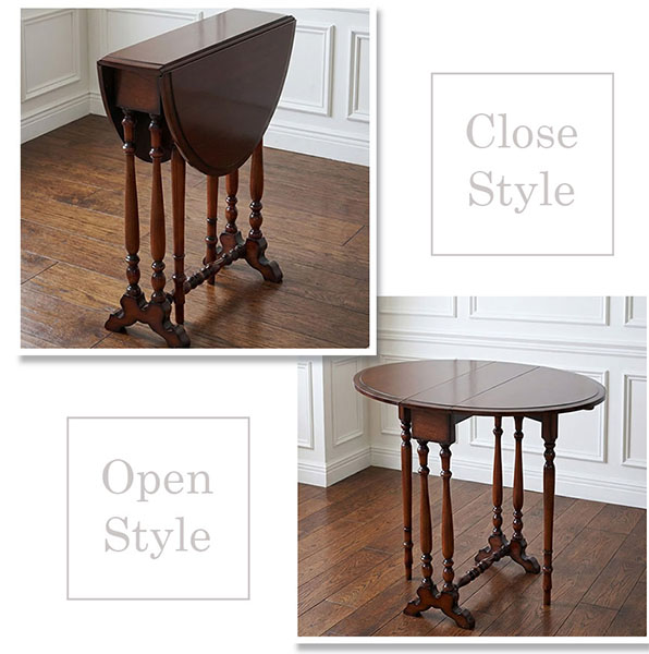 マリナカッシーリ クラシック家具 折りたたみテーブル ゲートレッグ仕様 ダークブラウン 省スペース 幅20-68cm-2