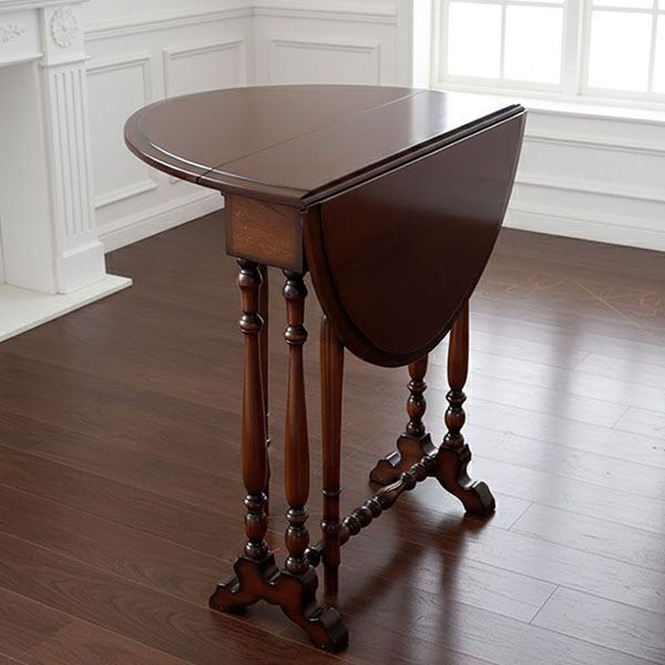 マリナカッシーリ クラシック家具 折りたたみテーブル ゲートレッグ仕様 ダークブラウン 省スペース 幅20-68cm-5