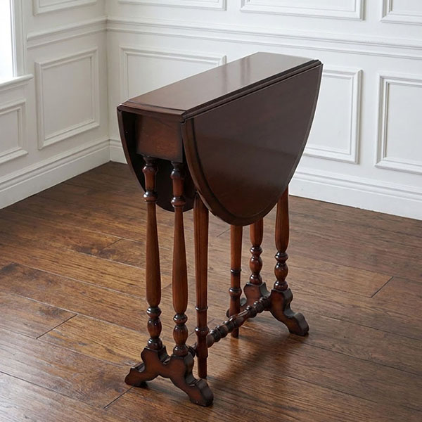 マリナカッシーリ クラシック家具 折りたたみテーブル ゲートレッグ仕様 ダークブラウン 省スペース 幅20-68cm-6