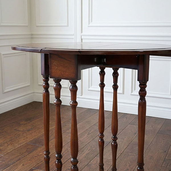 マリナカッシーリ クラシック家具 折りたたみテーブル ゲートレッグ仕様 ダークブラウン 省スペース 幅20-68cm-7