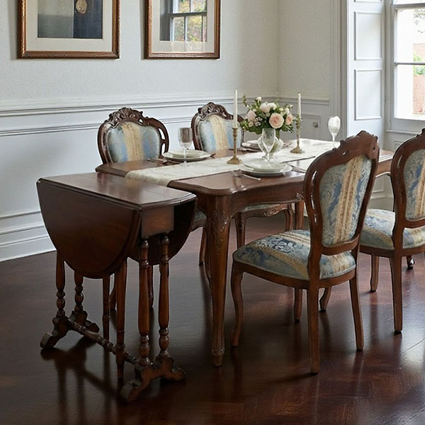 マリナカッシーリ クラシック家具 折りたたみテーブル ゲートレッグ仕様 ダークブラウン 省スペース 幅20-68cm-11