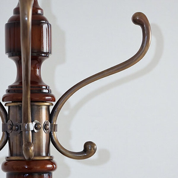 マリナカッシーリ クラシック家具 木製コートスタンド 彫刻調デザイン ダークブラウン 高さ177cm-5