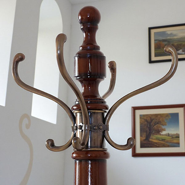 マリナカッシーリ クラシック家具 木製コートスタンド 彫刻調デザイン ダークブラウン 高さ177cm-7