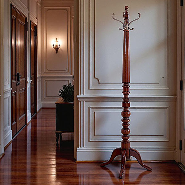 マリナカッシーリ クラシック家具 木製コートスタンド 彫刻調デザイン ダークブラウン 高さ177cm-9