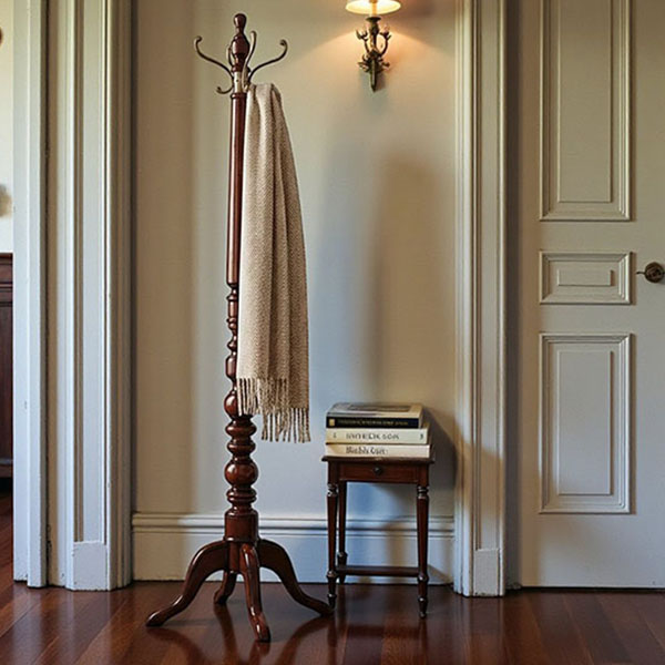 マリナカッシーリ クラシック家具 木製コートスタンド 彫刻調デザイン ダークブラウン 高さ177cm-10