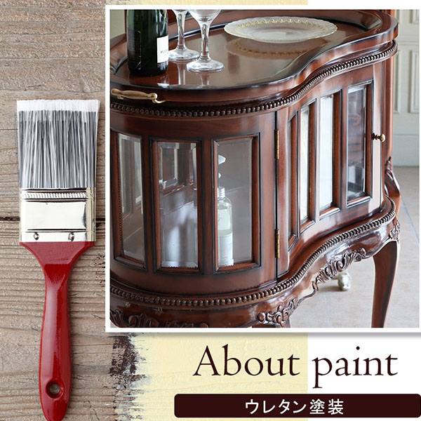 マリナカッシーリ クラシック家具 ガラス扉キャビネット 曲線フォルム ダークブラウン 幅84cm 高さ80cm 上質なディスプレイ収納-4