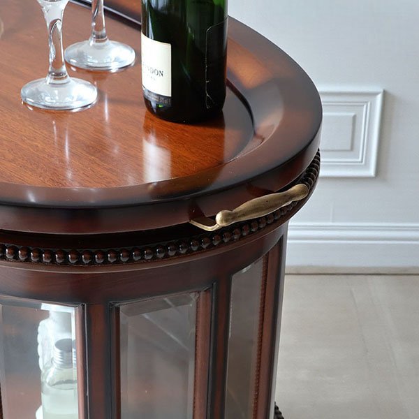 マリナカッシーリ クラシック家具 ガラス扉キャビネット 曲線フォルム ダークブラウン 幅84cm 高さ80cm 上質なディスプレイ収納-17