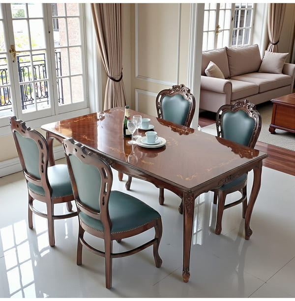 マリナカッシーリ ダイニングテーブル 165cm 猫脚 象嵌 食卓テーブル 木製 輸入家具-13