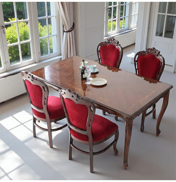 マリナカッシーリ ダイニングテーブル 165cm 猫脚 象嵌 食卓テーブル 木製 輸入家具-10